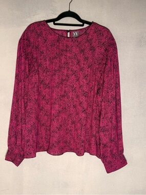 Worthington Plus Size Fuchsia-Pink Long Sleeve Blouse 3X Office Career